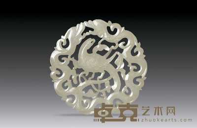 清代 青白玉刻鹦鹉纹珮 直径5.8cm